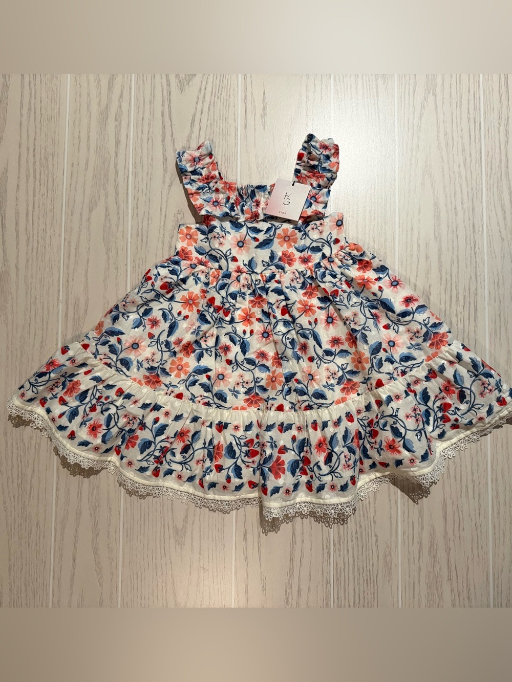 Happily Grey Kids Girls 2T Ivory Floral Ruffle Sundress NWT